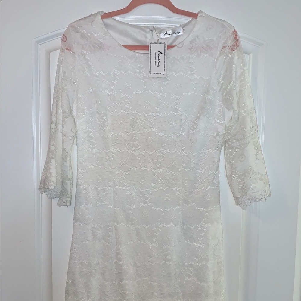NWT Twink Lady Women’s Solid White Lace Dress (M)